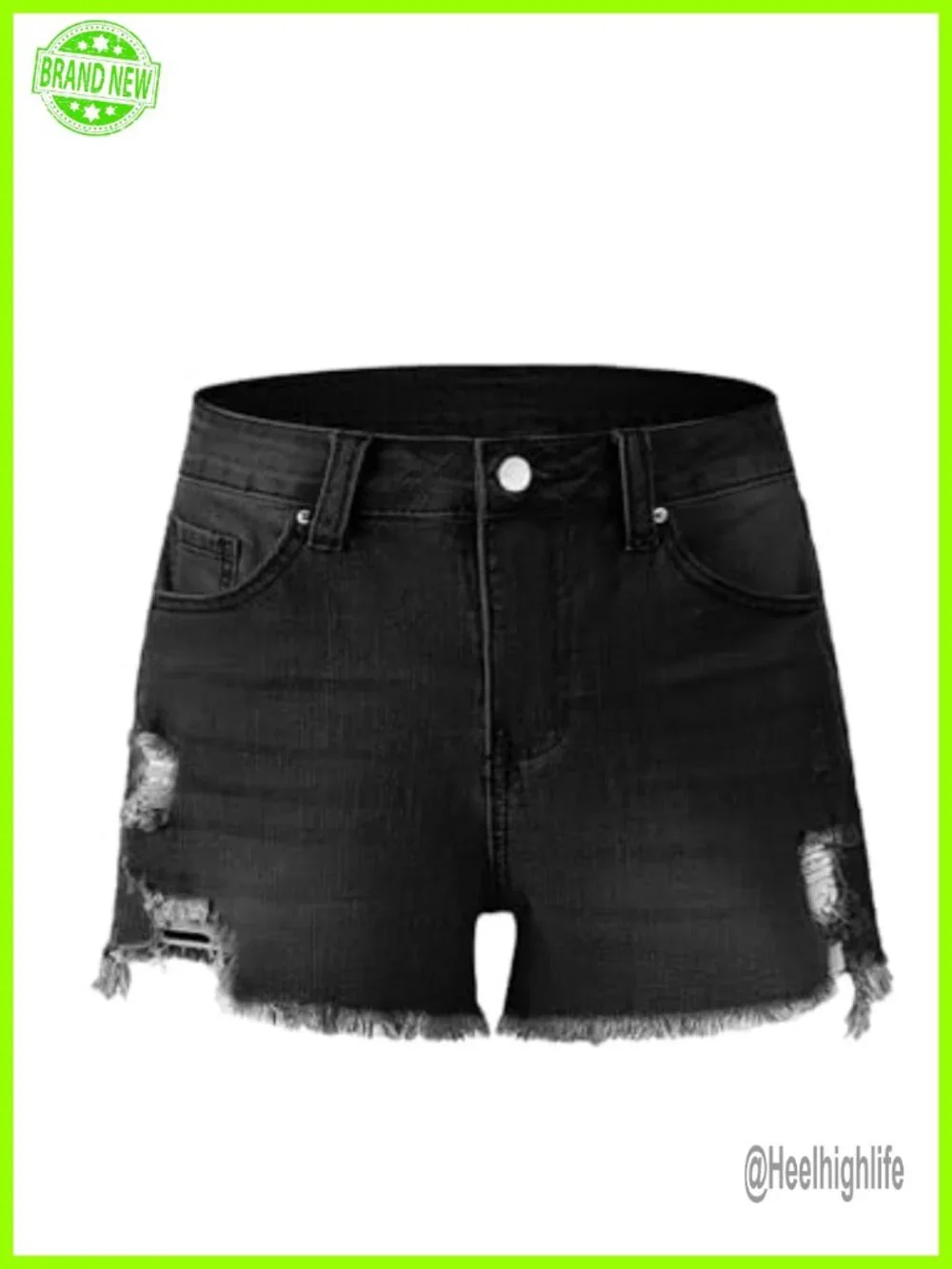Women's Mid Rise Stretchy Distressed Denim Jean Shorts Frayed Hem Summer Jorts